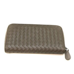 Bottega Veneta Leather Long Beige Brown Wallet Around Zip